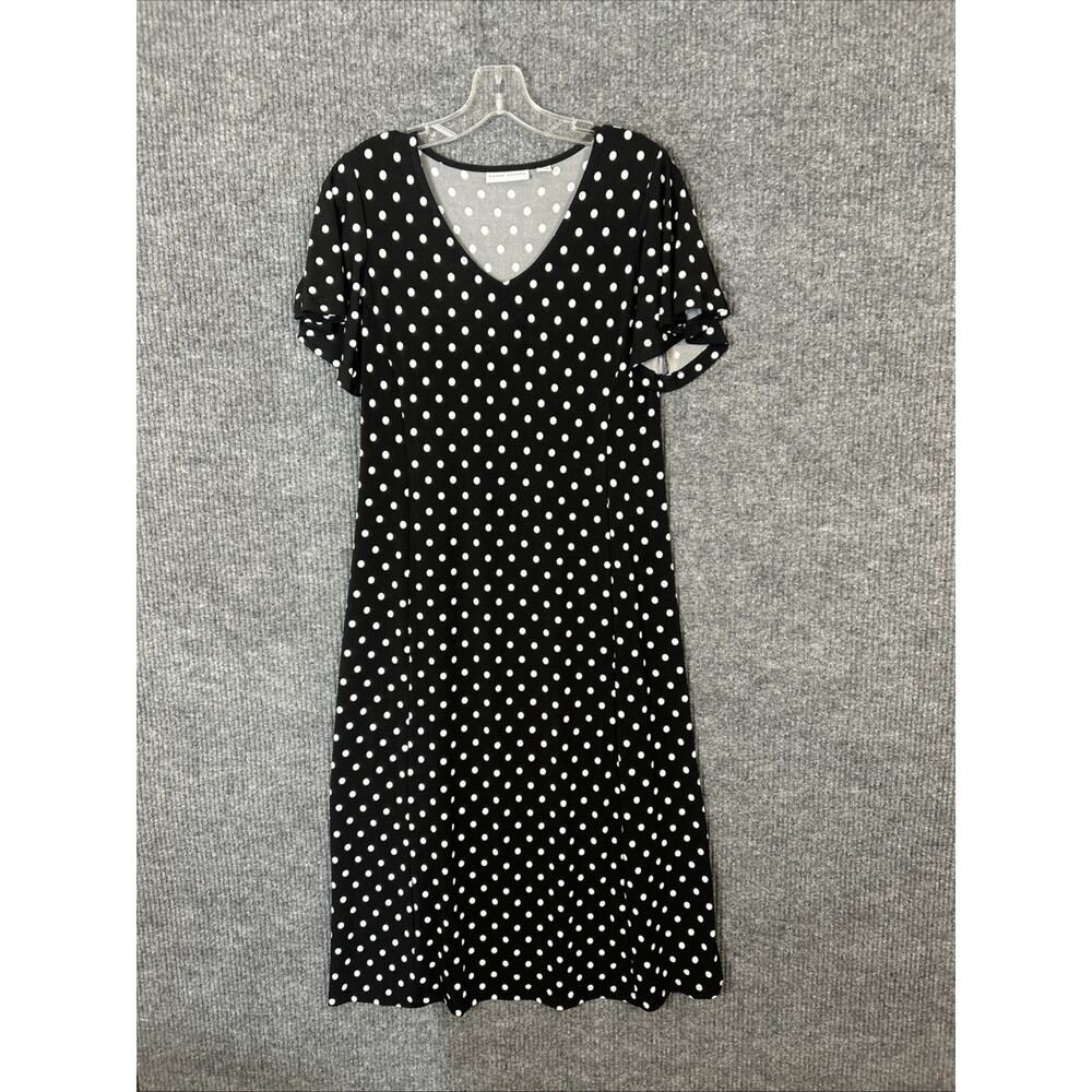 Susan Graver Printed Petite Liquid Knit Flutter Sleeve Midi Dress XXSP Black